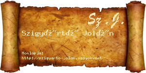 Szigyártó Jolán névjegykártya